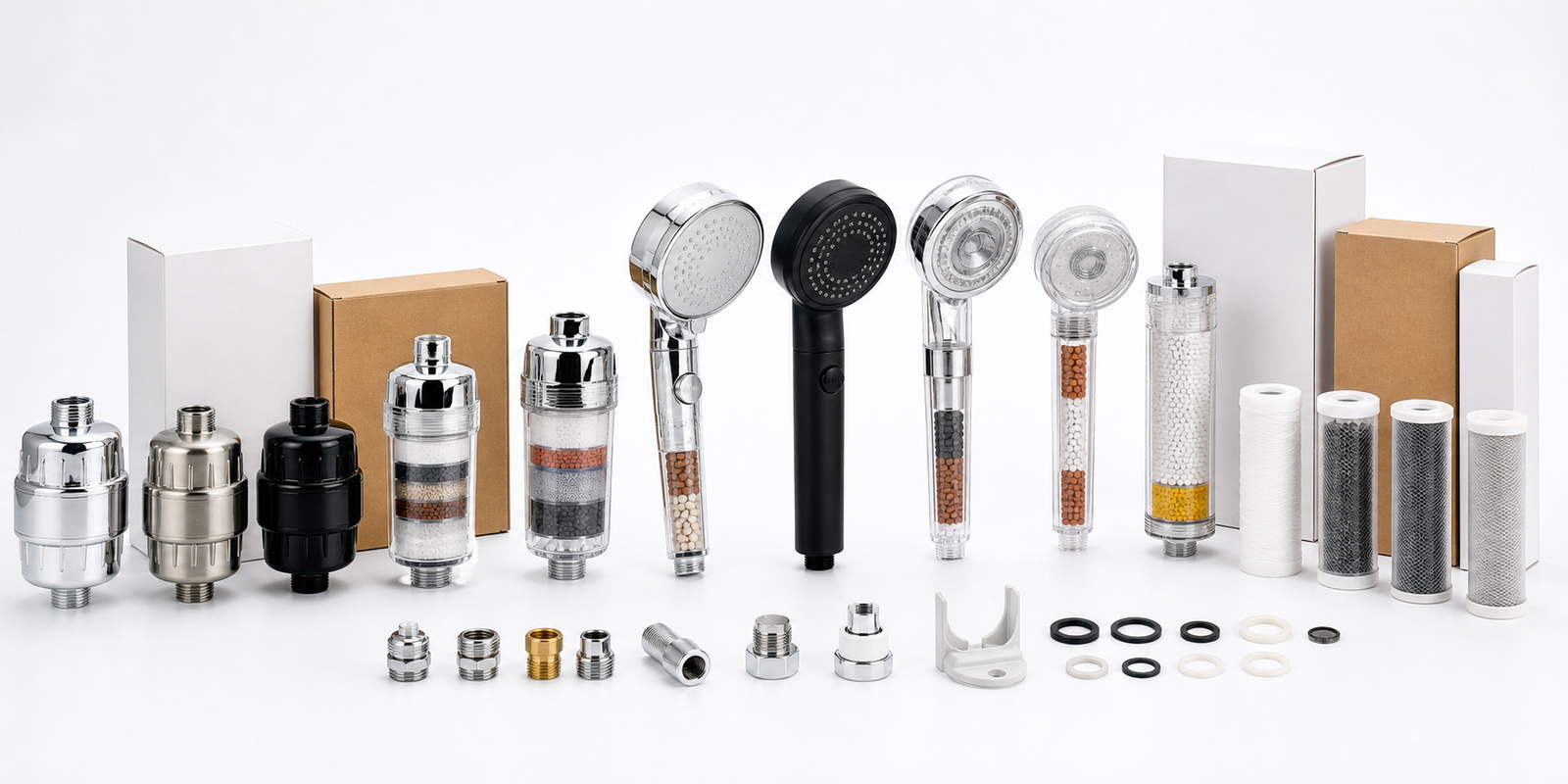 Inline and handheld shower filter product range for OEM sourcing